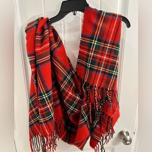 Mud Pie tartan blanket shawl with fringe